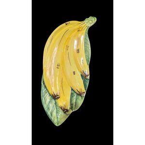 Ceramic Hand-Painted Banana Leaf  Tray 11"‎ Made In Italy Unique Fruit Dish